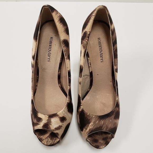 ROBERTO VIANNI Foxy Satin Leopard print hidden Platform high heels NWOT SZ 36 - Picture 5 of 11